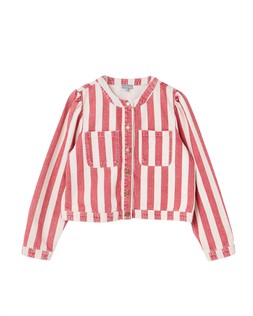 Red & Ecru Striped Denim Jacket
