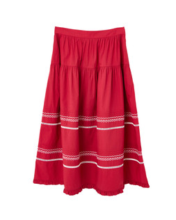 Red Embroidered Tiered Midi Skirt £75 €98