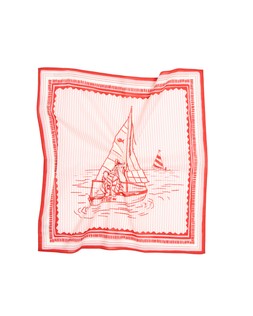 Red & Pink Boat Cotton Square Scarf £20