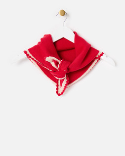 Red Scalloped Edge Triangle Scarf