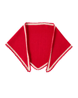 Red Scalloped Edge Triangle Scarf