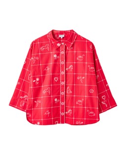 Red & White Embroidered Wide Sleeve Shirt £60