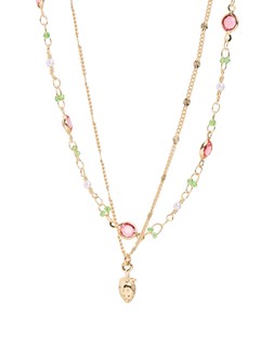 Silvie Gold Strawberry & Faux Pearl Double Row Necklace
