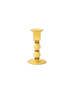 Striped Ball Yellow Glass Candlestick Holder €16.50