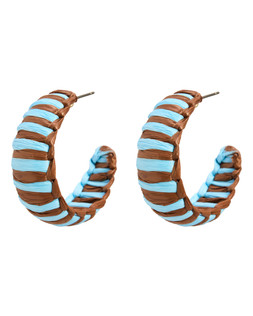 Tayla Blue & Brown Raffia Stripe Hoop Earrings £18 €23.50
