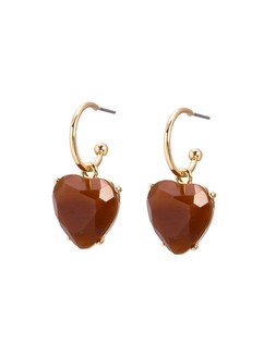 Valeria Brown Heart Charm Drop Hoop Earrings £16.50