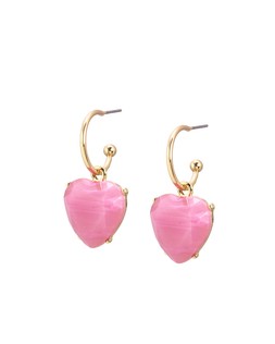 Valeria Pink Heart Charm Drop Hoop Earrings £16.50