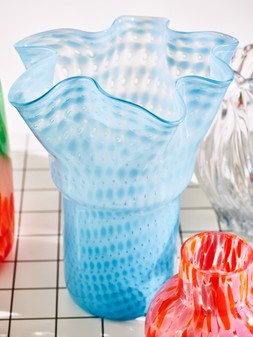 Verde Blue Glass Sculptural Vase £42.5