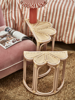 Vero Pink Rattan Petal Nesting Side Tables £195 (1)