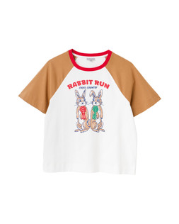 White & Brown Rabbit Run T-Shirt