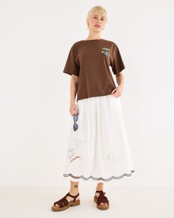 White Floral Cutwork Midi Skirt £75 €98