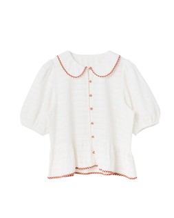 White Textured Gingham Collar Blouse £58 €76