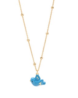 Winslow Blue Enamel Bird Pendant Chain Necklace £22.50