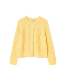 Yellow Fisherman Rib Crew Neck Knitted Cardigan £65