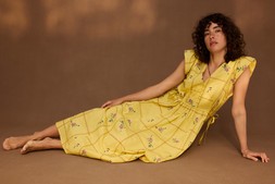 Yellow Floral Cross Stitch Embroidered Midi Dress £95 (Landscape)