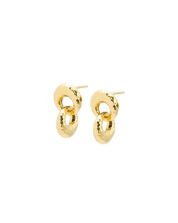 Sade Hammered Loop Gold Plated Drop Earrings £42