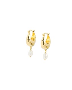 Penelope Gold Plated Hammered Pearl Drop Earrings £50