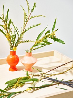 Pink & Orange Glass Bud Vases Set of Two £19.5