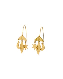 Celia Moon & Star Charm Hammered Statement Earrings £16.5