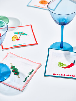 Just a Splash Embroidered Cocktail Napkins Set of Four £19.5