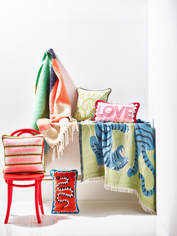 Snake Orange Embroidered Cushion Cover £25