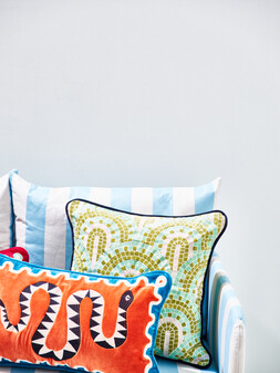 Snake Orange Embroidered Cushion Cover £25