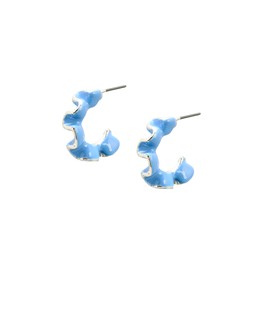 Coralie Blue Enamel Pleated Hoop Earrings