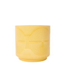 Cerchio Embossed Yellow Ceramic Plant Pot