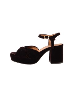 Esska x OB Exclusive Chilli Brown Velvet Heeled Sandals