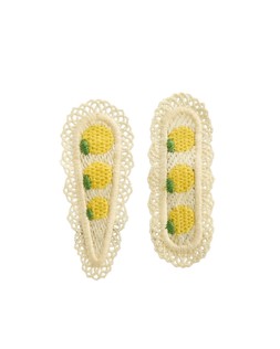 Effa Embroidered Lemon Lace Hair Clips Set of Two £12.5