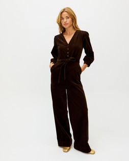 Chocolate Brown Corduroy Tie Waist Jumpsuit £95
