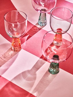 2 Yara Peach Bubble Wine Glasses Set of Two £22.50