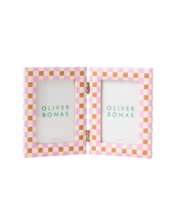 Agnes Burnt Orange & Pink Double Picture Frame 4X6