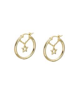 Ashi Star Charm & Chain Gold Plated Hoop Earrings £45