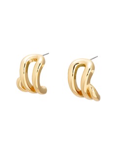 Belvia Shiny Gold Tone Curved Cut Out Hoop Earrings £19.5