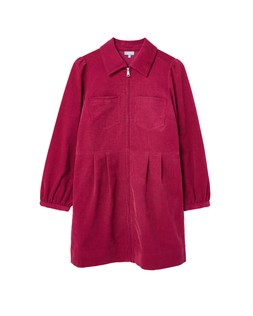 Berry Red Corduroy Zip Up Mini Shirt Dress £78