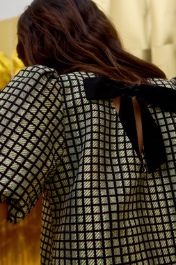 Black & Green Checked Jacquard Puff Sleeve Top £60 (2) 1954692
