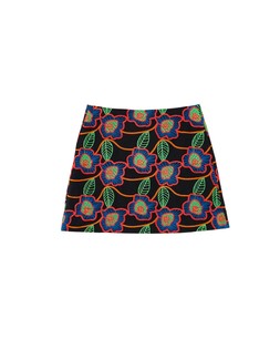 Black Multicoloured Embroidered Flowers Mini Skirt £65