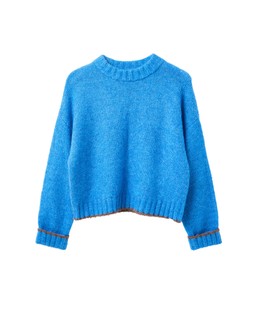 Blue & Brown Trim Crew Neck Knitted Jumper £65