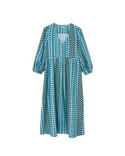 Blue & Green Checked V-Neck Midi Dress £78