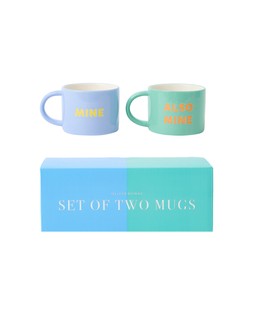 Blue & Green Mine & Also Mine Mugs Set of Two £29.5