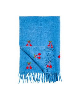Blue & Red Crochet Cherries Throw £55