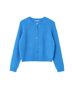 Blue Ribbed Crew Neck Knitted Cardigan £65