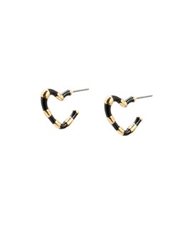 Bria Black Enamel Stripe Mini Heart Hoop Earrings £14.50