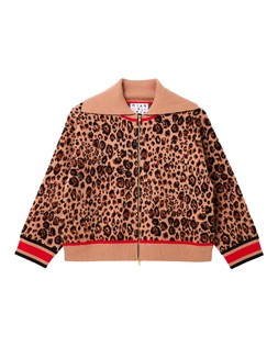 Brown Animal Print Zip Up Knitted Bomber Jacket £75