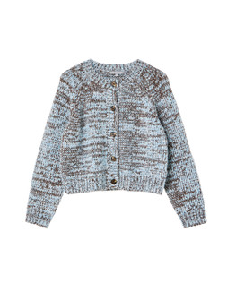 Brown & Blue Crew Neck Knitted Cardigan £65