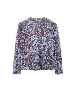 Brown & Blue Floral Mesh Long Sleeve Top £40