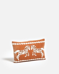 Brown & Cream Embroidered Horse Velvet Cushion Cover £25