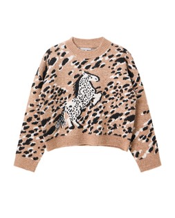 Brown Horse Print Crew Neck Knitted Jumper £70