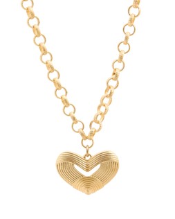 Calliope Line Detail Heart Pendant Chunky Chain Necklace £28